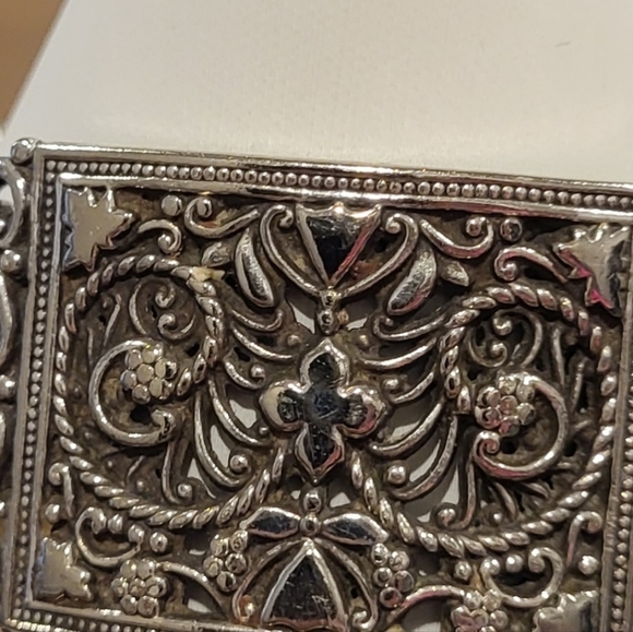 Brighton Silver Tone Multi Chain Bracelet with cross and floral design - Picture 6 of 7